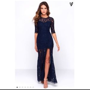 Lulu’s Only One Formal Navy Blue Lace Dress